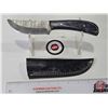 Image 4 : KNIFE : w/Sheath (Consignor Tag ~ Damascus Skinner : Laminate Handle) (Total Length : 9"L)