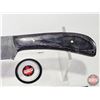 Image 5 : KNIFE : w/Sheath (Consignor Tag ~ Damascus Skinner : Laminate Handle) (Total Length : 9"L)