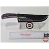 Image 7 : KNIFE : w/Sheath (Consignor Tag ~ Damascus Skinner : Laminate Handle) (Total Length : 9"L)
