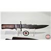 Image 2 : KNIFE : w/Leather Sheath (Consignor Note : Damascus "Stepped" Blade Hunting Knife : Walnut Handle : 