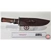Image 8 : KNIFE : w/Leather Sheath (Consignor Note : Damascus "Stepped" Blade Hunting Knife : Walnut Handle : 