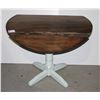 Image 1 : ROUND WOOD TABLE, TOP FOLDS DOWN