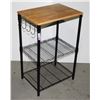 Image 1 : KITCHEN MICROWAVE STAND. WOOD TOP, METAL