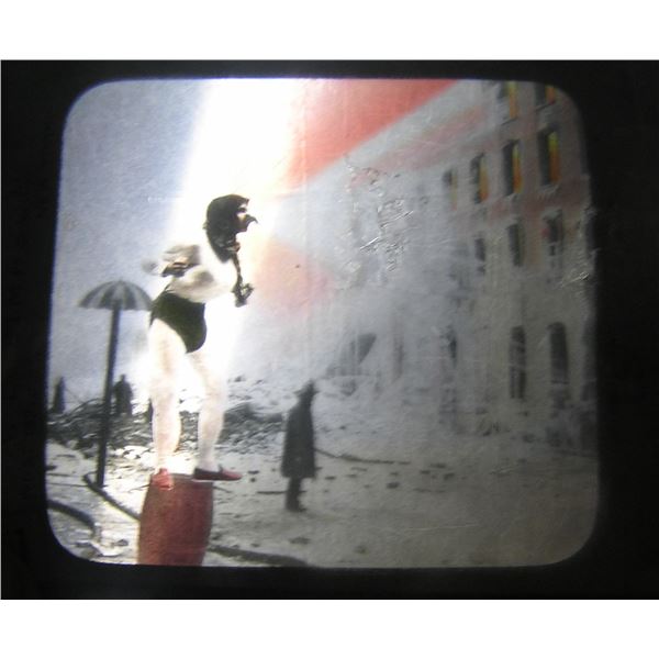 Antique fire department glass magic lantern slide