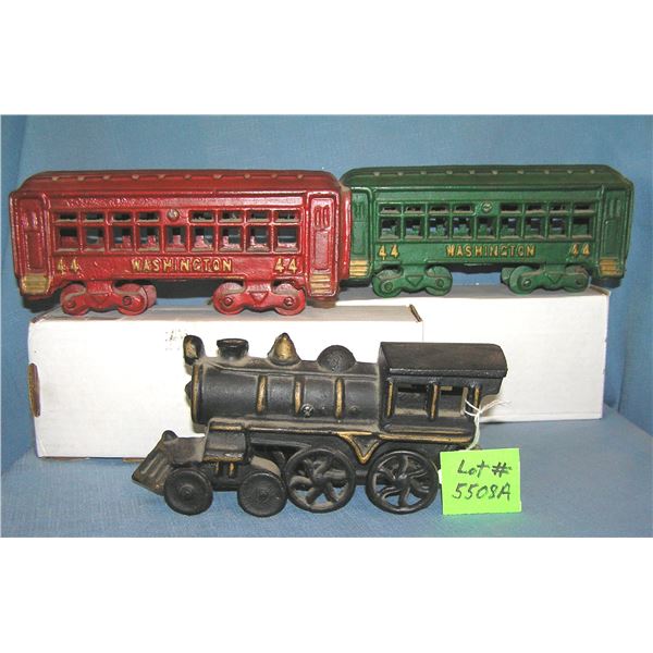 All hand painted cast iron Penns RR train set