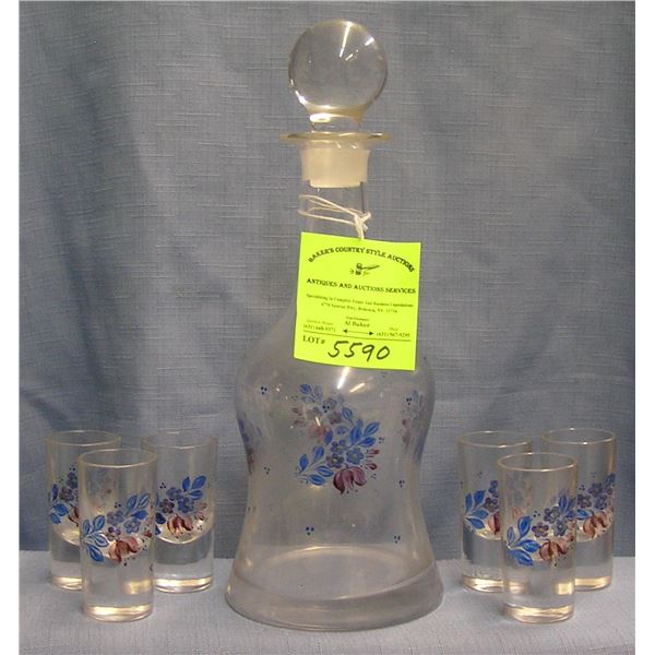Floral decorated decanter set