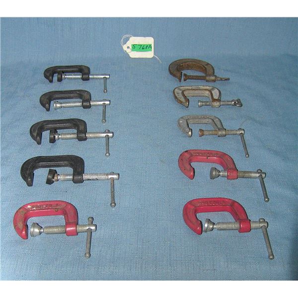 Collection of antique, vintage and modern  C clamps