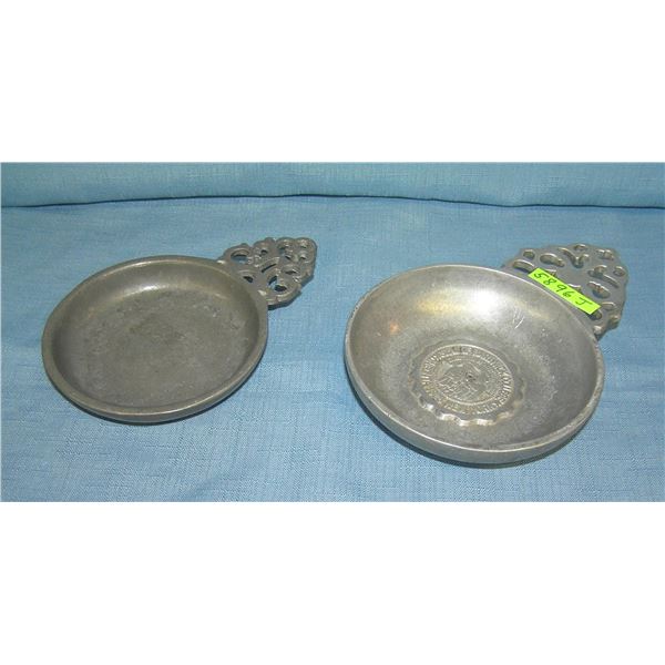 Pair of metal porringers