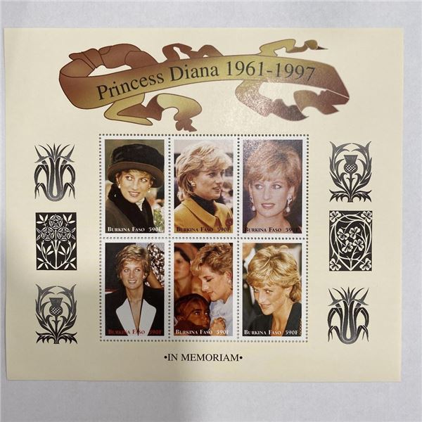 Burrina Faso Princess Diana commemorative stamp set
