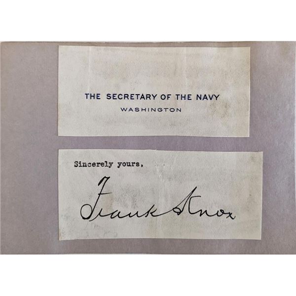 Secretary of the Navy Frank Knox original signature