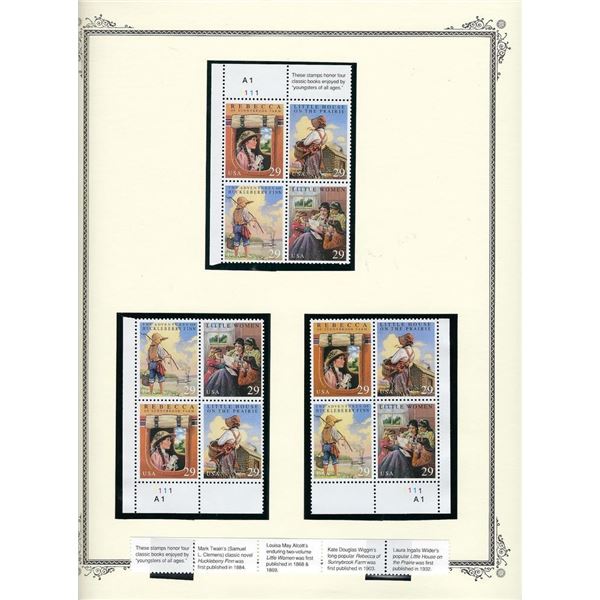 Little Women stamps 3 plate blocks 12 x 29 cent stamps