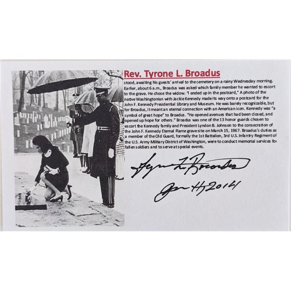 JFK Honor Guard Tyrone L Broadus signed card