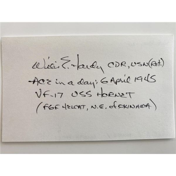 WWII Flying Ace Willis Hardy Signed Card