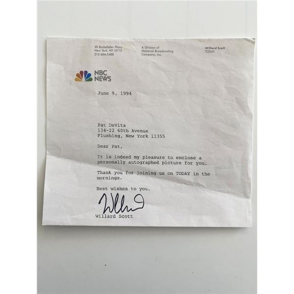 NBC Willard Scott signed letter