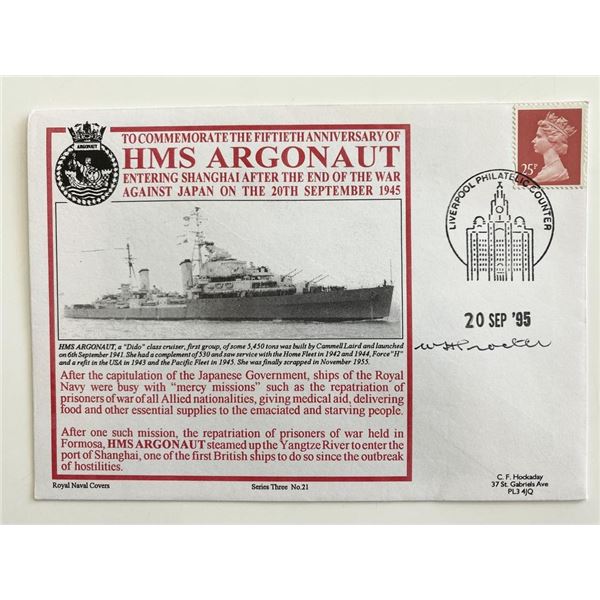 WWII HMS Argonaut Lt W Proctor Signed 50th Anniversary Commemorative Royal Naval Cover