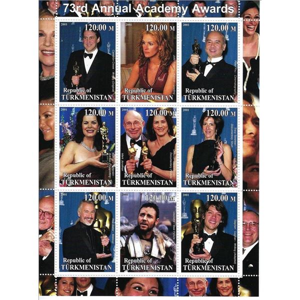 73rd Annual Academy Awards - Turkmenistan - Cinderella Stamp Set
