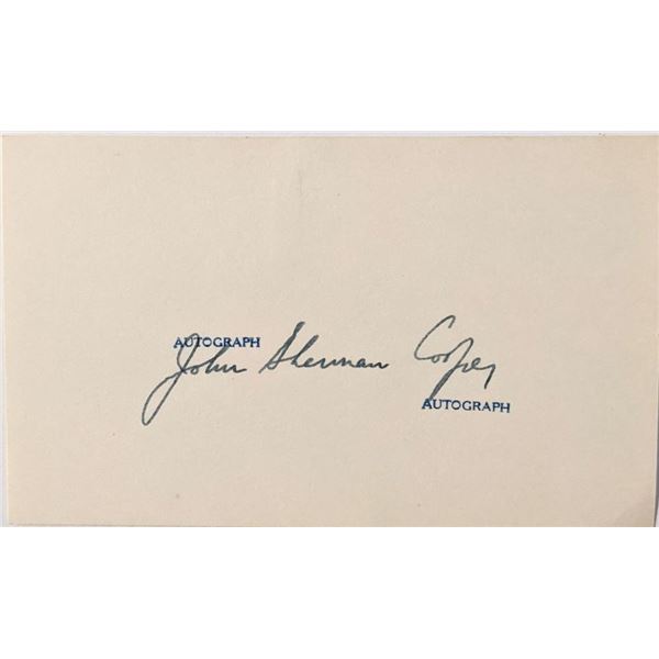 Kentucky Senator John Sherman Cooper autograph