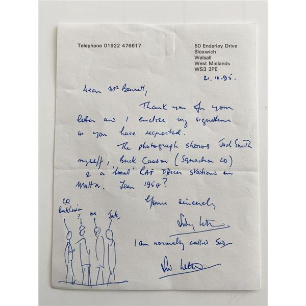 WWII Signed Note and Sketch