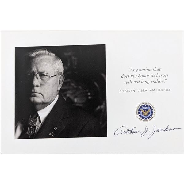 Medal Of Honor Recipient Arthur Junior Jackson signed card