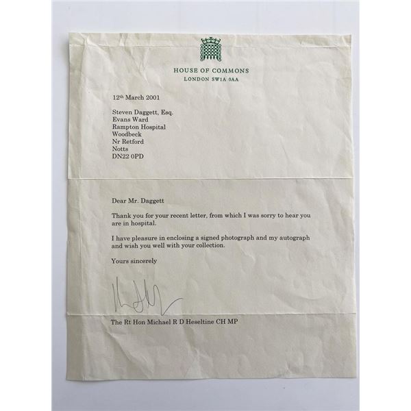 British Parliament Michael Heseltine MP signed letter