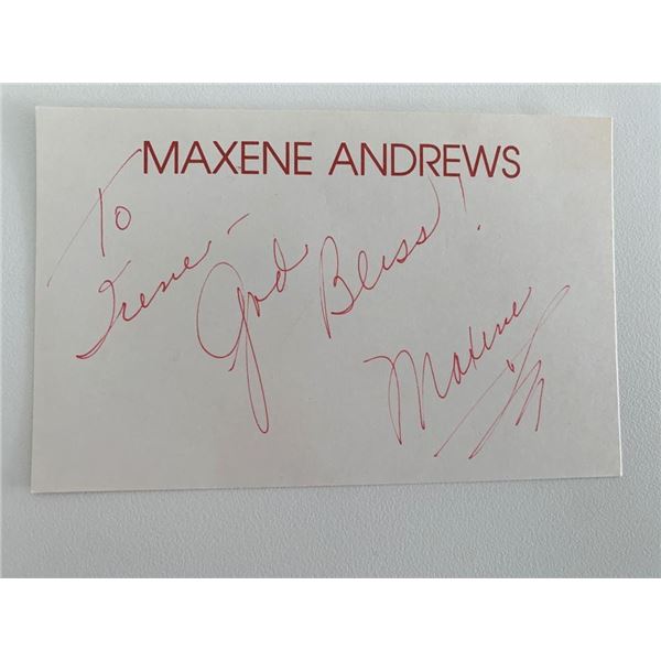 Singer and actress Maxene Andrews original signature