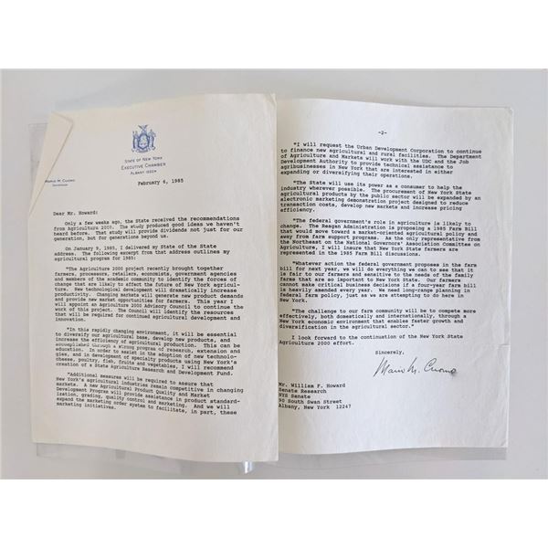 NY Governor Mario Matthew Cuomo signed letter