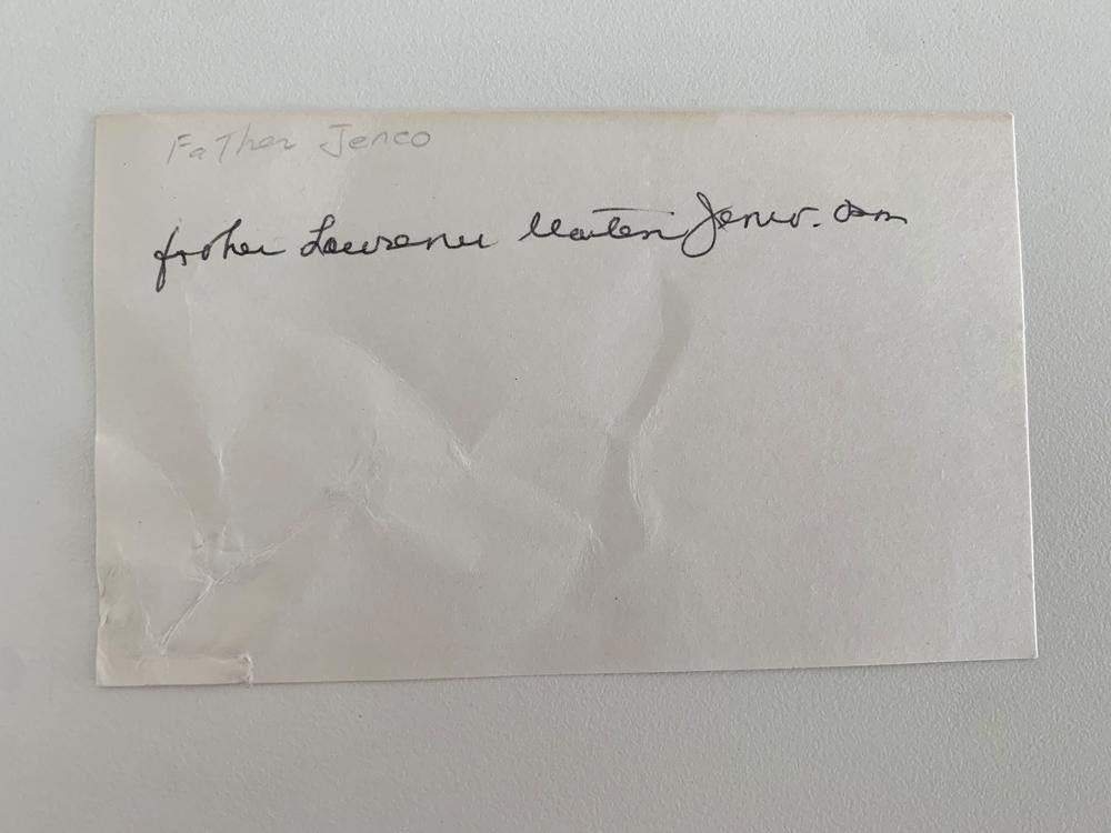 Catholic priest Father Lawrence Martin Jenco original signature