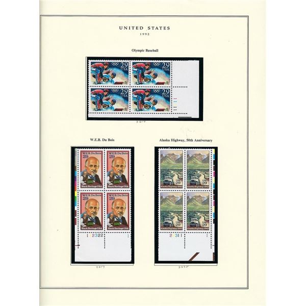 1992 US stamp collector sheet featuring Olympic stamps, W.E.B. Du Bois and Alaska Highway 50th Anniv