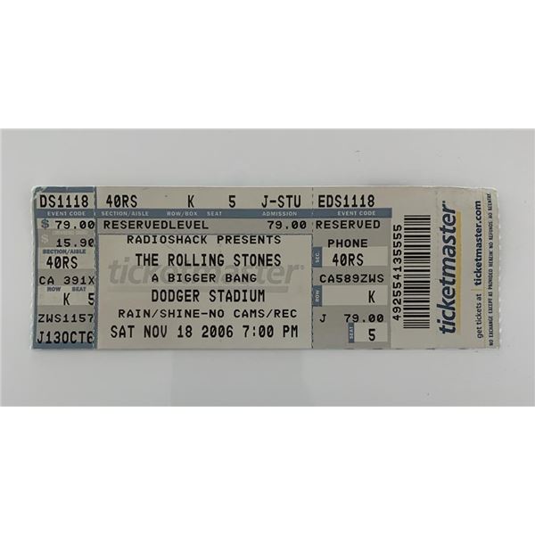 Rolling Stones ticket Dodger Stadium 11/18/06