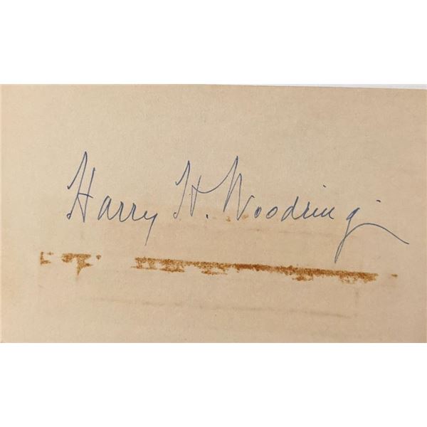 Sec. of War Cabinet Harry H. Woodring autograph