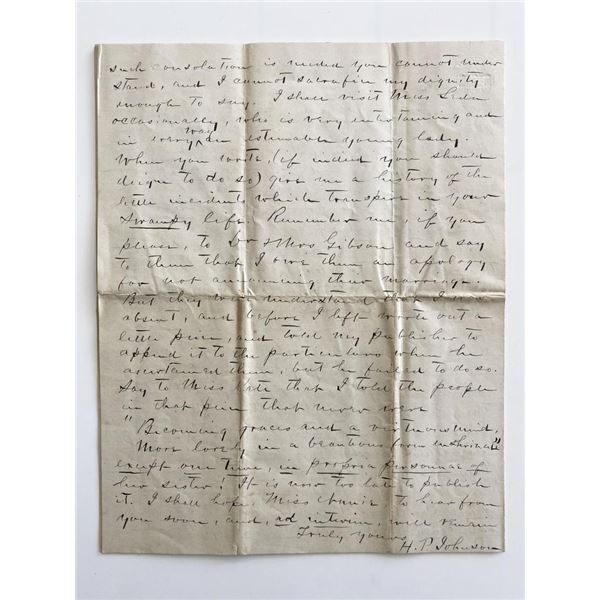 H.P. Johnson 1869 letter