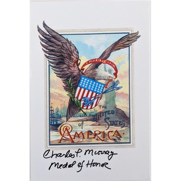 Medal Of Honor Recipient Charles Patrick Murray Jr. signed card