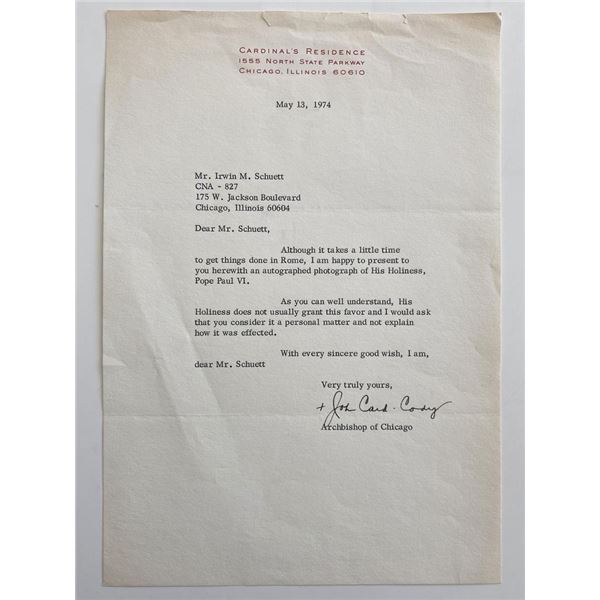 John Cardinal Cody signed letter