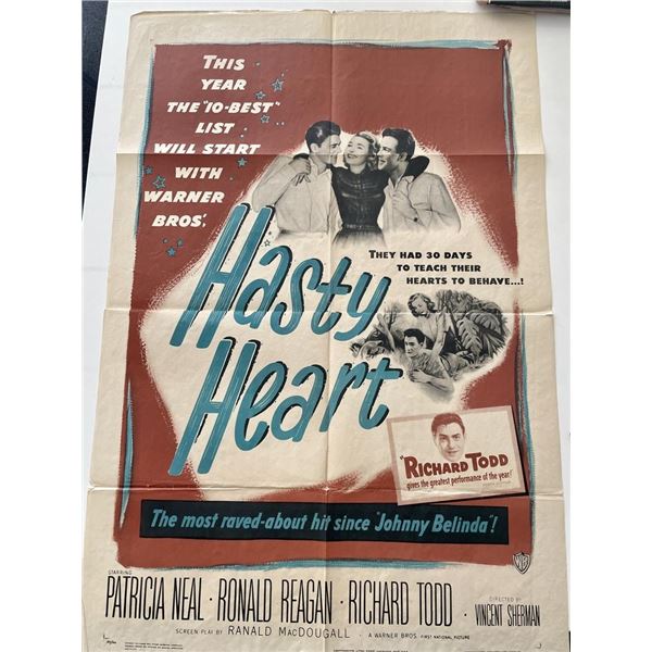 Hasty Heart 1950 vintage movie poster