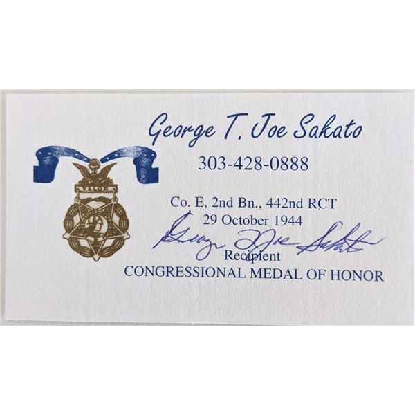 Medal Of Honor Recipient George Taro Sakato signed card