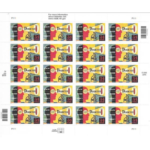 Know More About Diabetes USA Stamp Sheet