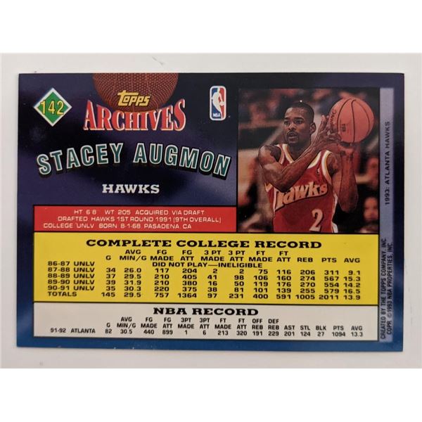 Stacey Augmon Hawks Topps Basketball Card