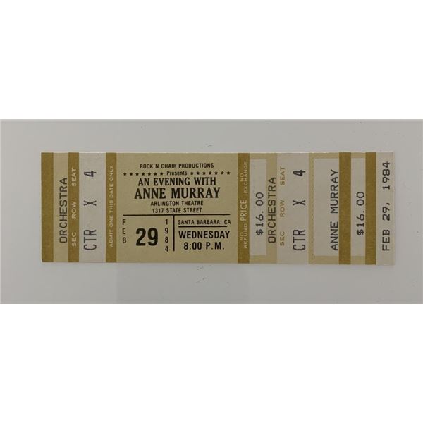 Anne Murray ticket Arlington Theatre 02/29/84