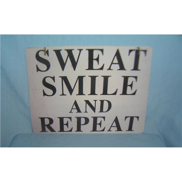 Sweat smile and repeat workout motivational sign 12x16