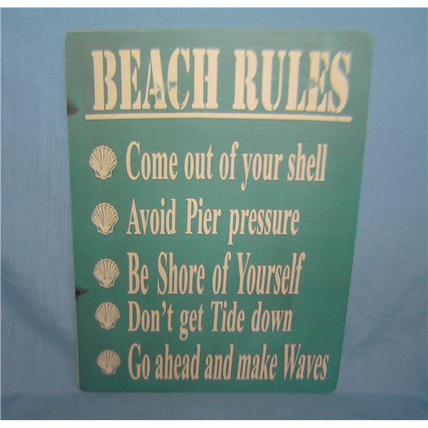 Beach Rules display sign Great for beach house and or man cave