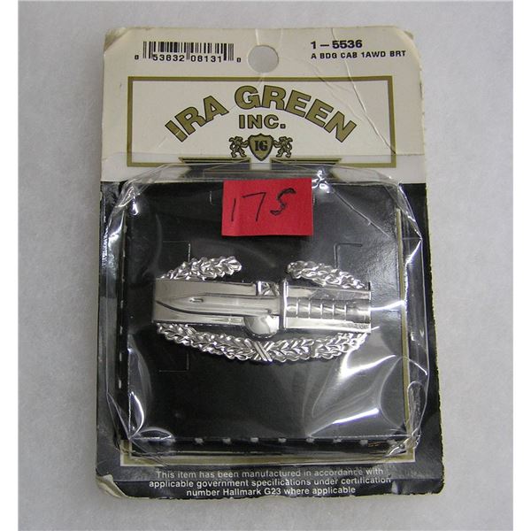 Combat action badge silver mint on card