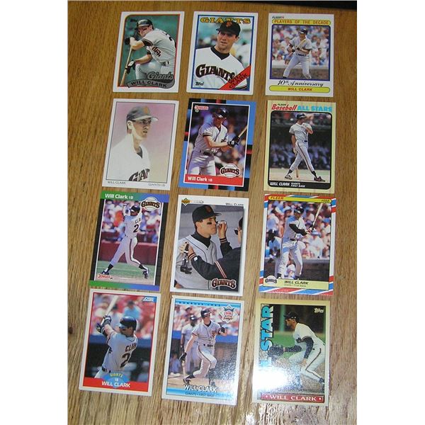 Group of vintage Will Clark all star baseball cards