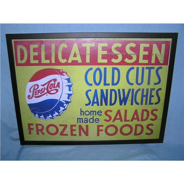 Antique style retro Pepsi Cola delicatessen framed advertising sign