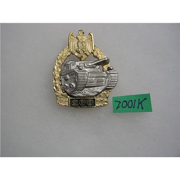 German army tank battle badge WWII style