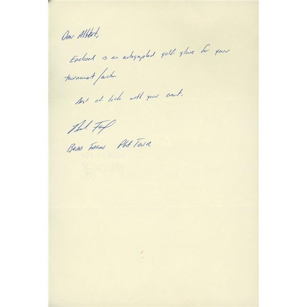 Golfer Brad Faxon handwritten signed letter