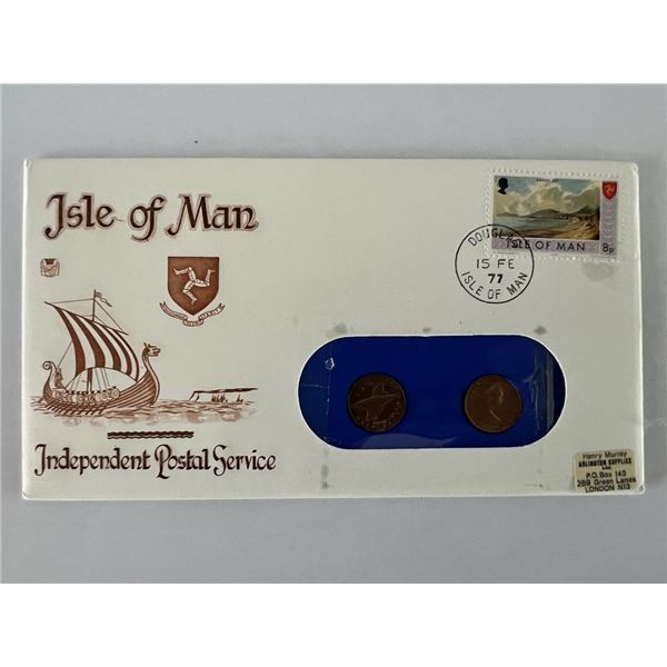 Isle of Man commemorative cover with 2 coins