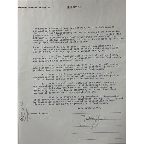 Jackie Gleason signed contract
