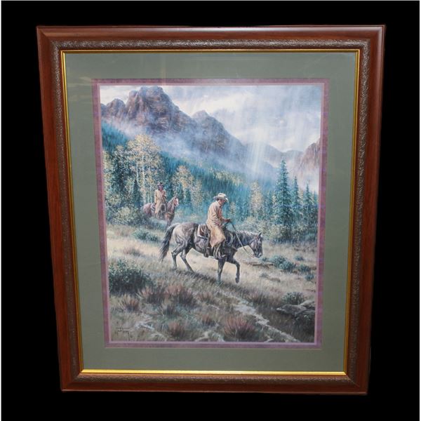 Marked Jack Terry Cowboy Print- 41.5" X 35.5"