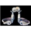Image 1 : Unmarked Overlaid Spurs- 1" Bands- 2.25" Shanks- 2.1" 20 Point Rowels- Chap Guards- Jingle Bobs- Str
