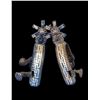 Image 1 : Unmarked Double Mounted Silver Inlaid Charro Spurs- .8" Tapered  Bands- 1.25" Shanks- 1.75" 6 Point 